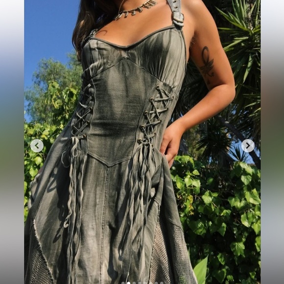 Lip Service Warbird Apocalyptic lace up mesh Gothic Dress - Picture 5 of 12